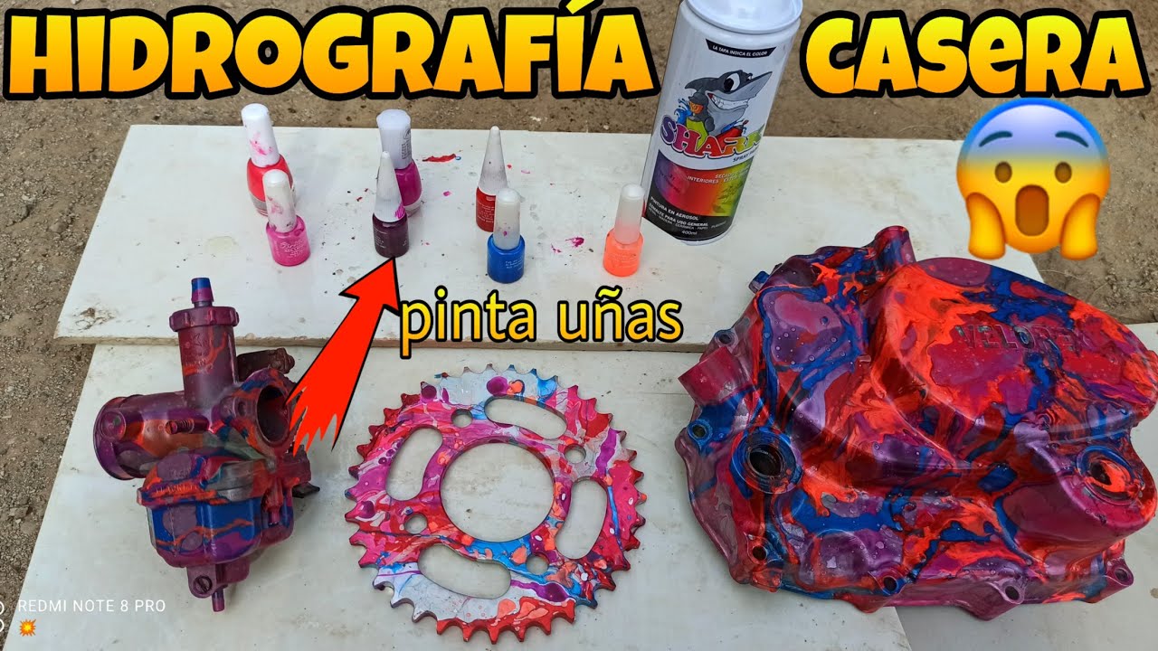 HIDROGRAFÍA CASERA CON PINTA UÑAS PARA PINTAR PARTES DE MI MOTO 😱 / MUY FÁCIL DE HACER💥