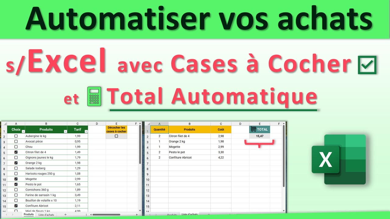 Tutoriel Excel : Automatiser vos achats avec des cases à cocher et suivi du montant total 👍