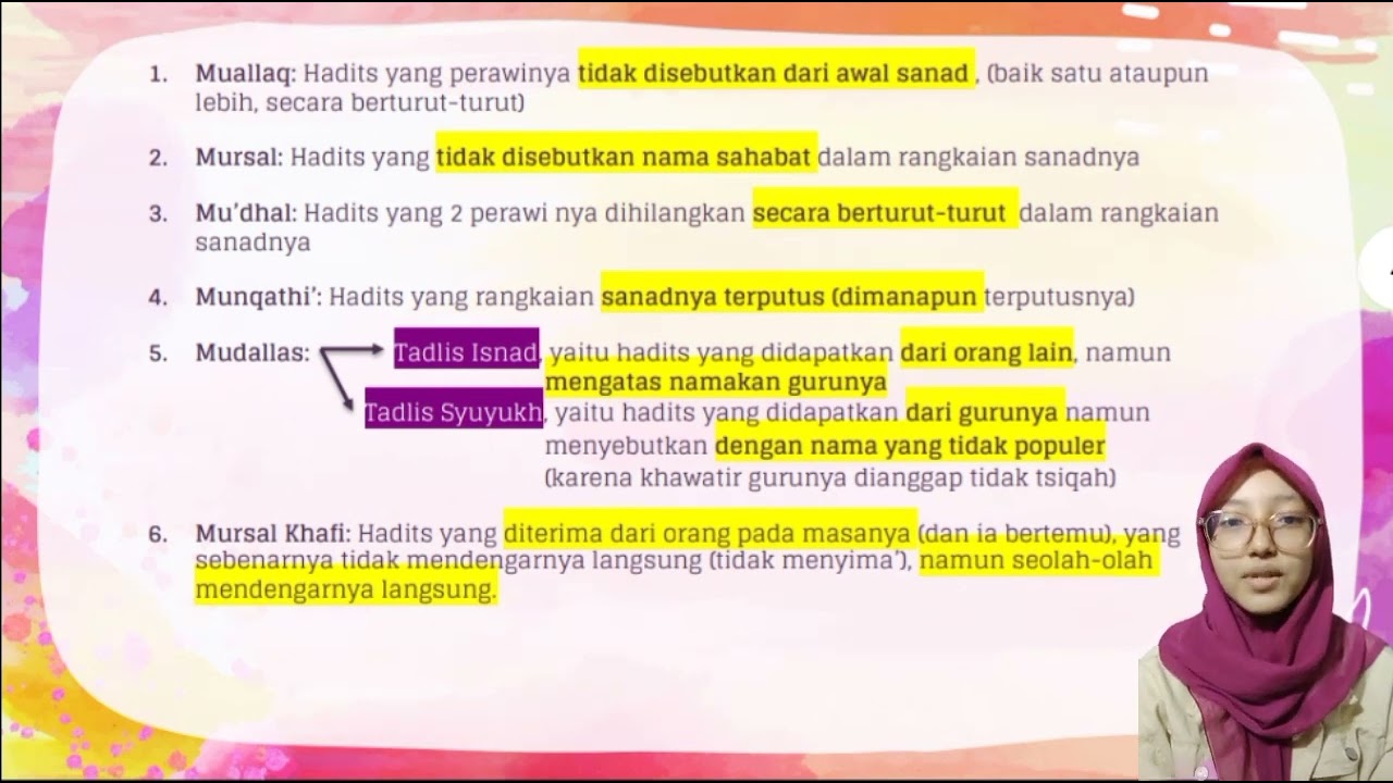 Macam-macam Hadits Dhoif berdasarkan Terputusnya Sanad [Kuliah Ulumul Hadits]