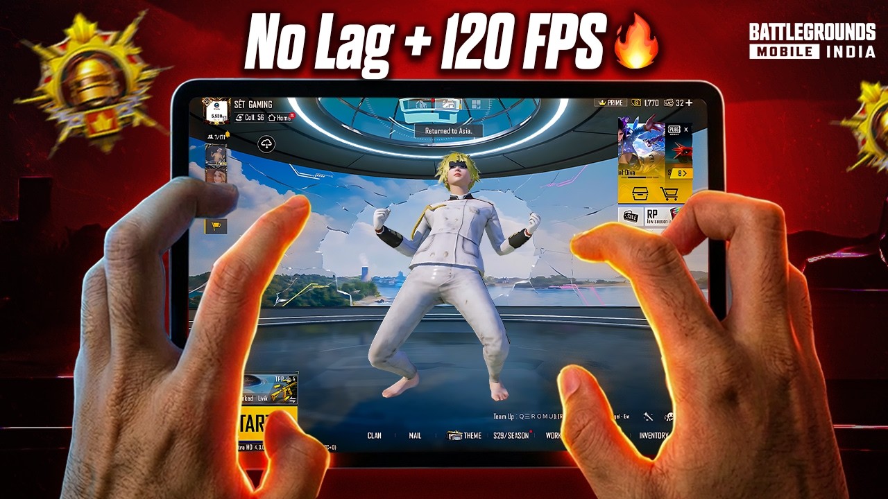 iPad Pro M5 PUBG TEST / No Lag +120 FPS / New Update Erangle Handcam Gameplay 🔥