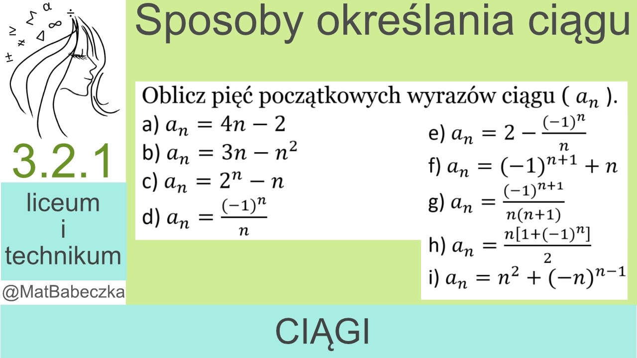 3.2.1 Oblicz pięć początkowych wyrazów ciągu ( a_n ) .a) a_n=4n-2 b) a_n=3n-n^2 c) a_n=2^n-n d) a_n