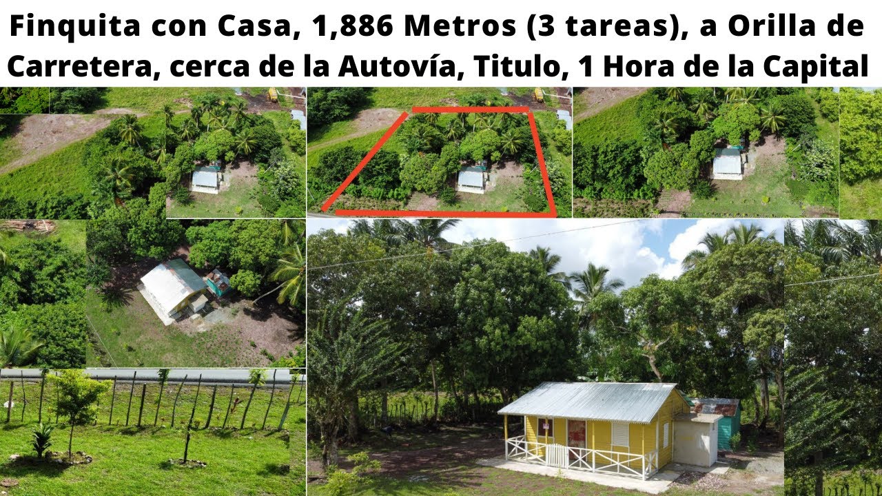 Finquita con Casa y 1,886 Metros con Título, a borde de Carret, 1 Hora de la Capital en Monte Plata