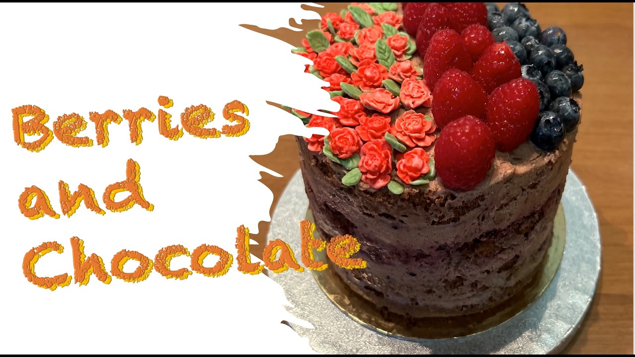 Easy design naked cake with berries and fondant flowers | cake4three