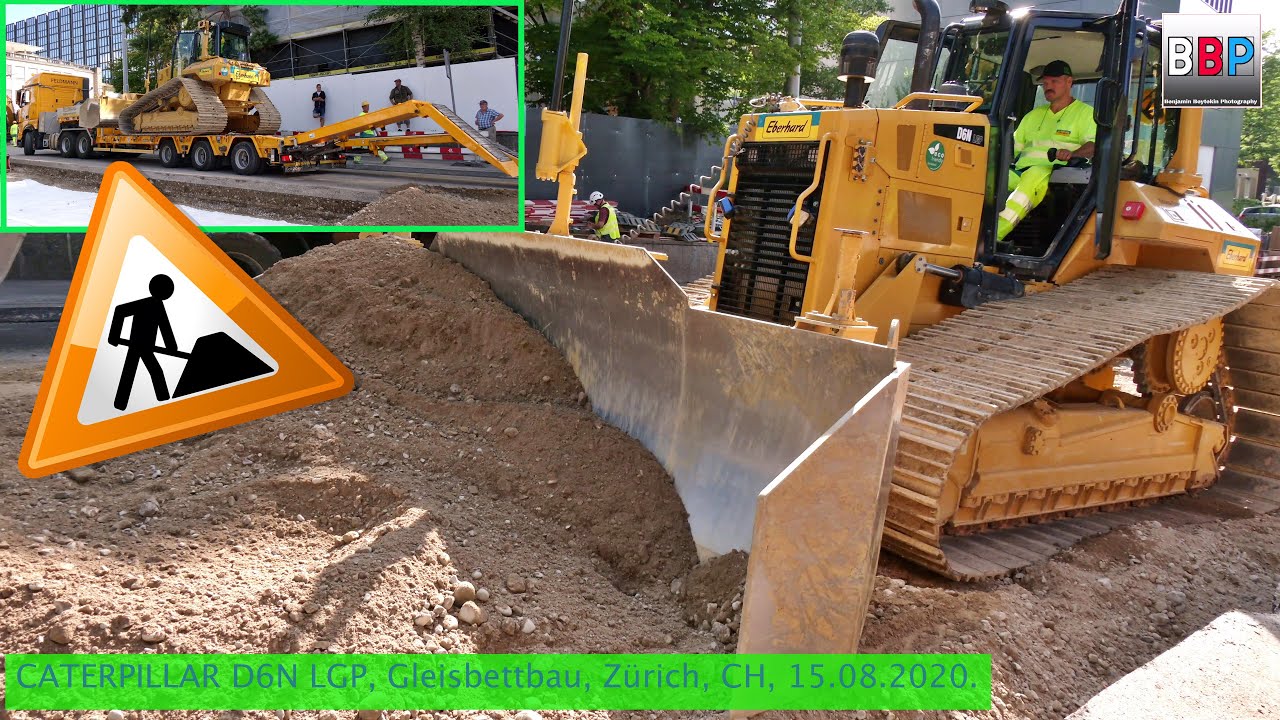 CATERPILLAR D6N LGP, Gleisbettbau / Tram Track Renewing., Zurich, Switzerland, 15.08.2020.