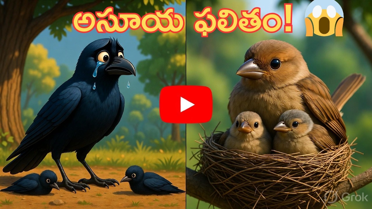 పిచ్చుక కాకి కథ | అసూయ ఫలితం | Telugu Moral Story for Kids | కథల బంగారు లోకం