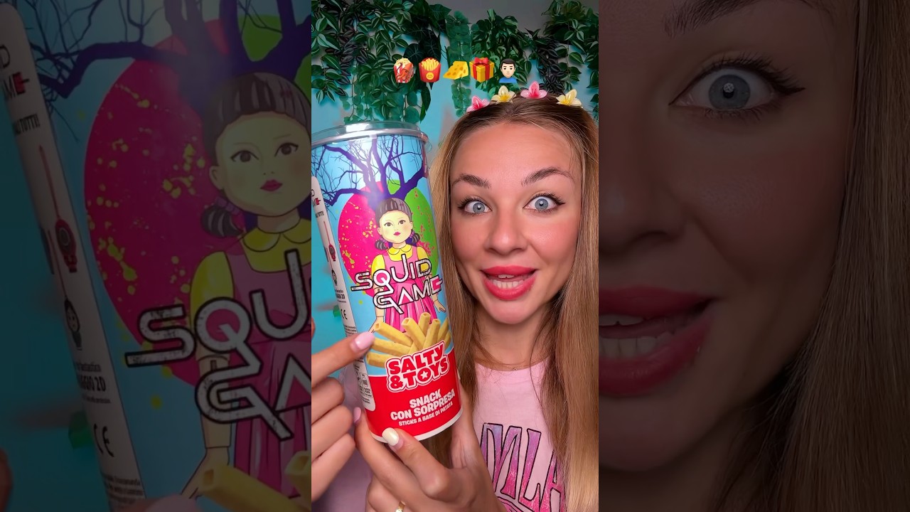 Opening squid game snacks with a little prize 🥳