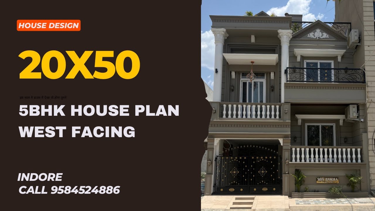 20X50 Luxury House For Sale In Indore | West Facing House Design | 5BKH 1000 Sq Ft House
