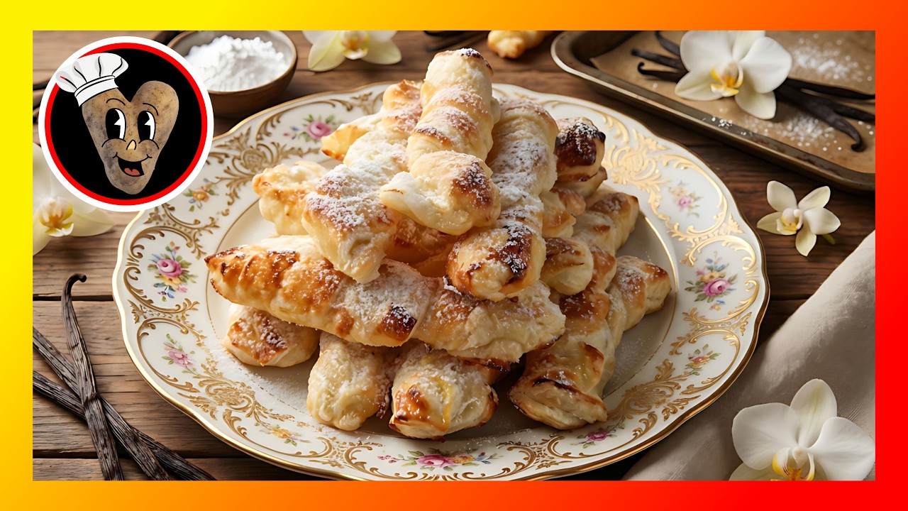 Vanillestangen aus Blätterteig 🍦🥐 | Schnell & wie vom Bäcker