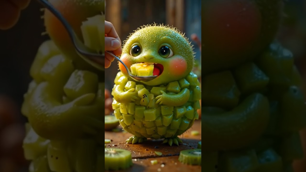 Whimsical Kiwi Creature | Cute Pixar-Style Fruit Design #fruit #asmr
