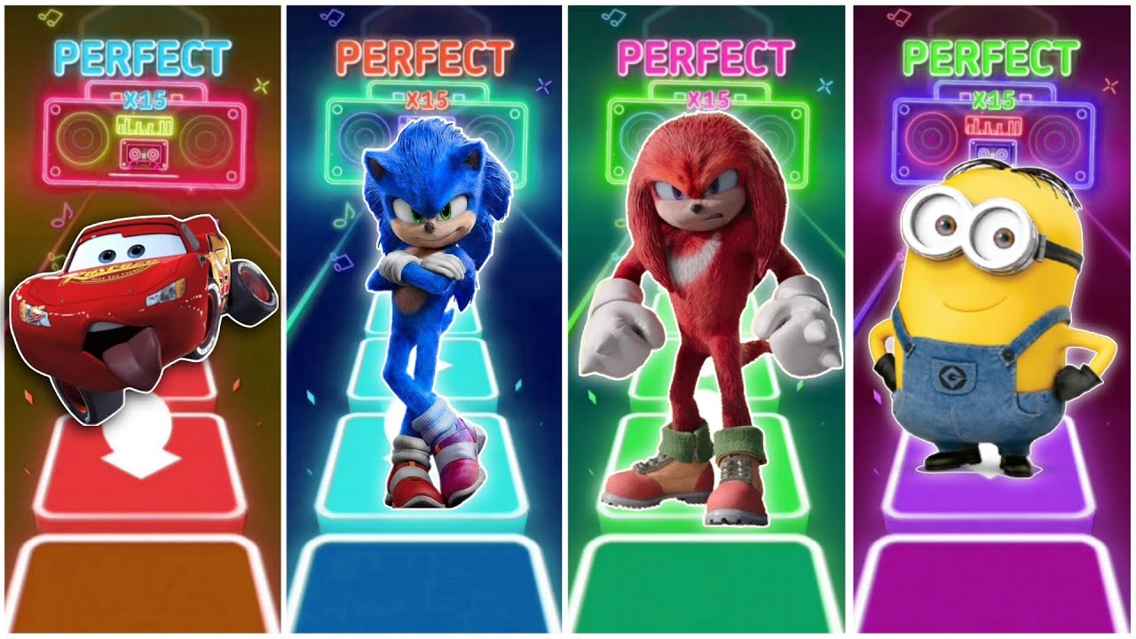 McQueen vs Sonic vs Knuckles vs Minions in Tiles Hop EDM Rush🎶