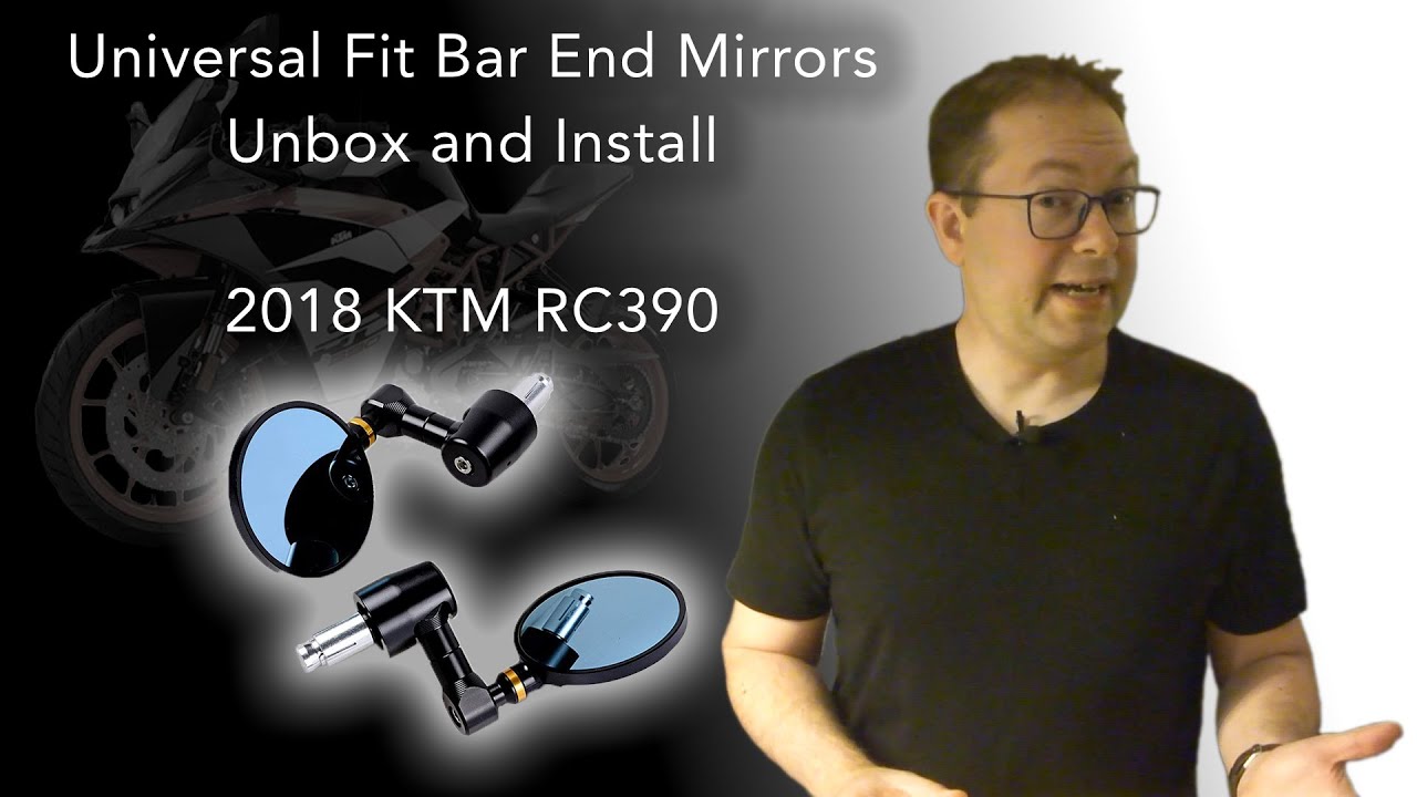 Universal Motorcycle Bar End Mirrors (Unboxing and Install on KTM RC390)