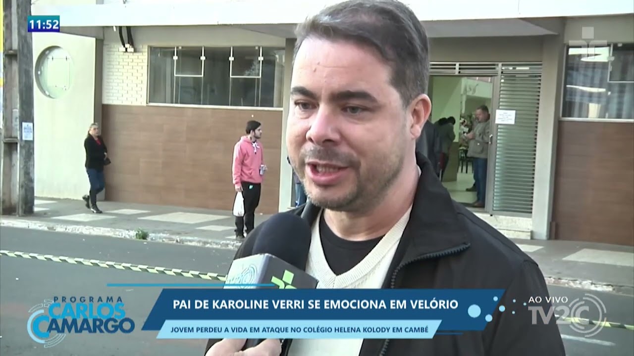 PAI DE KAROLINE VERRI SE EMOCIONA EM VEL&Oacute;RIO JOVEM MORRE EM ATAQUE NA ESCOLA HELENA KOLODY EM CAMB&Eacute;