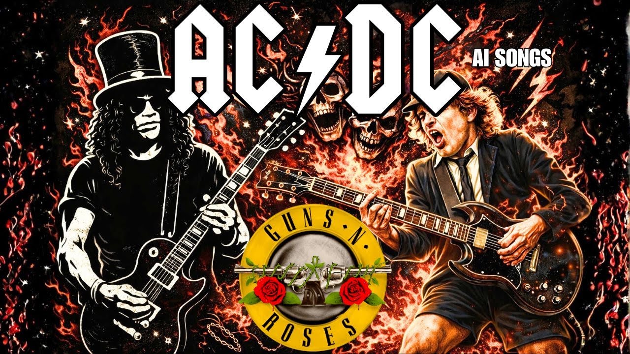 AC/DC, Led Zeppelin,  & Guns N’ Roses – Classic Hard Rock with Thunderous Powerful Riffs - AI Music