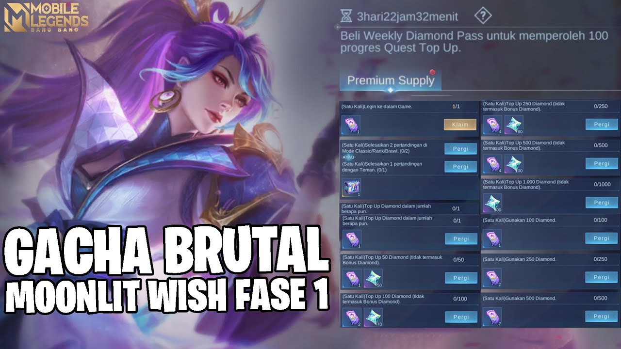 GACHA BRUTAL MOONLIT WISH FASE 1 - AUTO DAPAT SKIN COLLECTOR! MOBILE LEGENDS