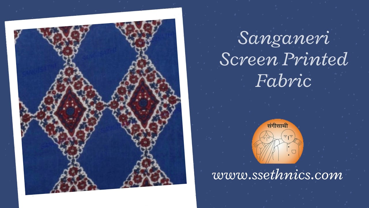 Sanganeri Screen Printed Fabric | Sanganeri Print Kurti Fabric | Sewing Fabric | Sanganar, Jaipur RJ