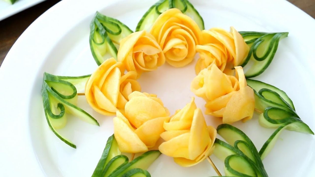Art In Yellow Carrot Rose Show  | Vegetable Carving Garnish Rose Flower