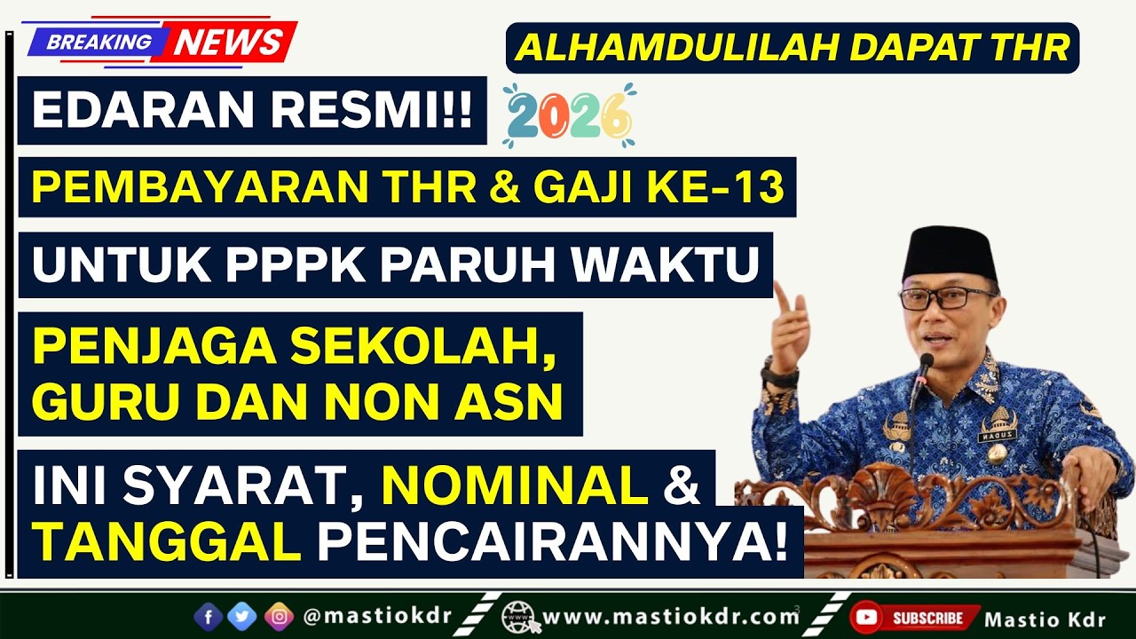 Pembayaran THR PPPK Paruh Waktu & Non ASN Tahun 2026! Ini Syarat, Nominal Dan Tanggal Pencairannya!