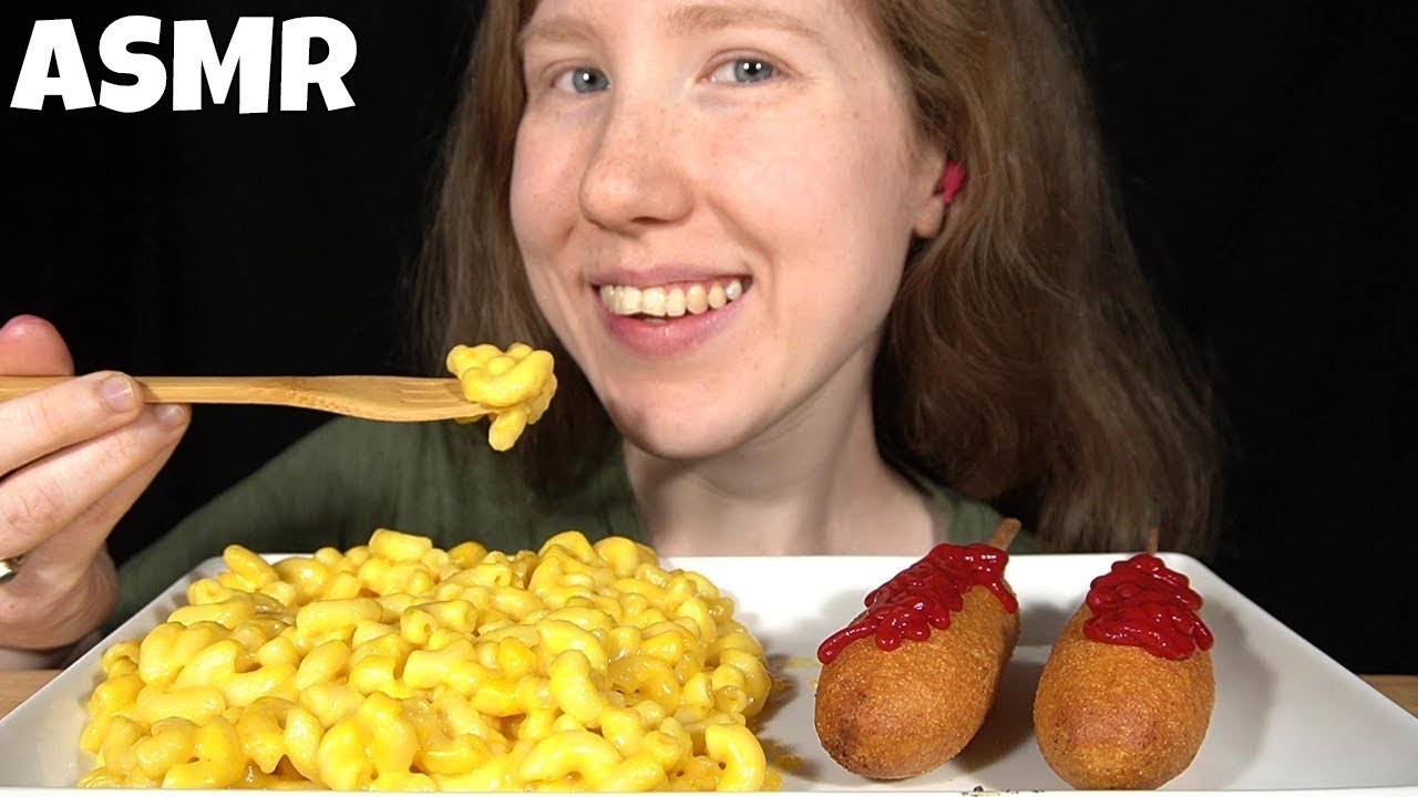 ASMR CHEESY CORN DOG & MAC & CHEESE MUKBANG (No Talking) EATING SOUNDS