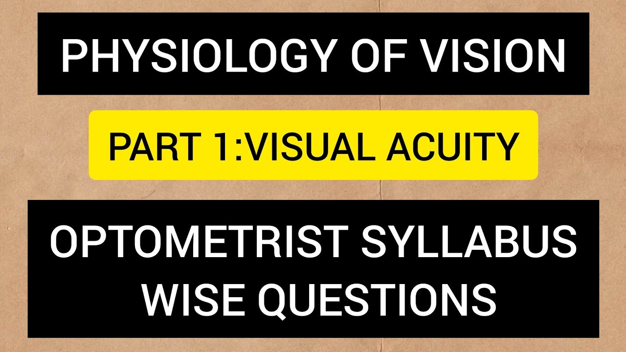 OPTOMETRIST PSC QUESTIONS:PHYSIOLOGY OF VISION PART 1:VISUAL ACUITY