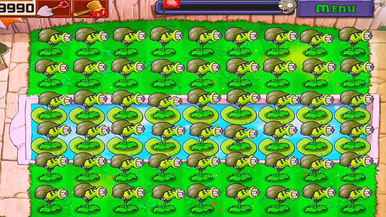 Plants Vs Zombies | Last Stand Pool | Gatlingpea Vs All Zombies Gameplay Full HD 1080p 60fps