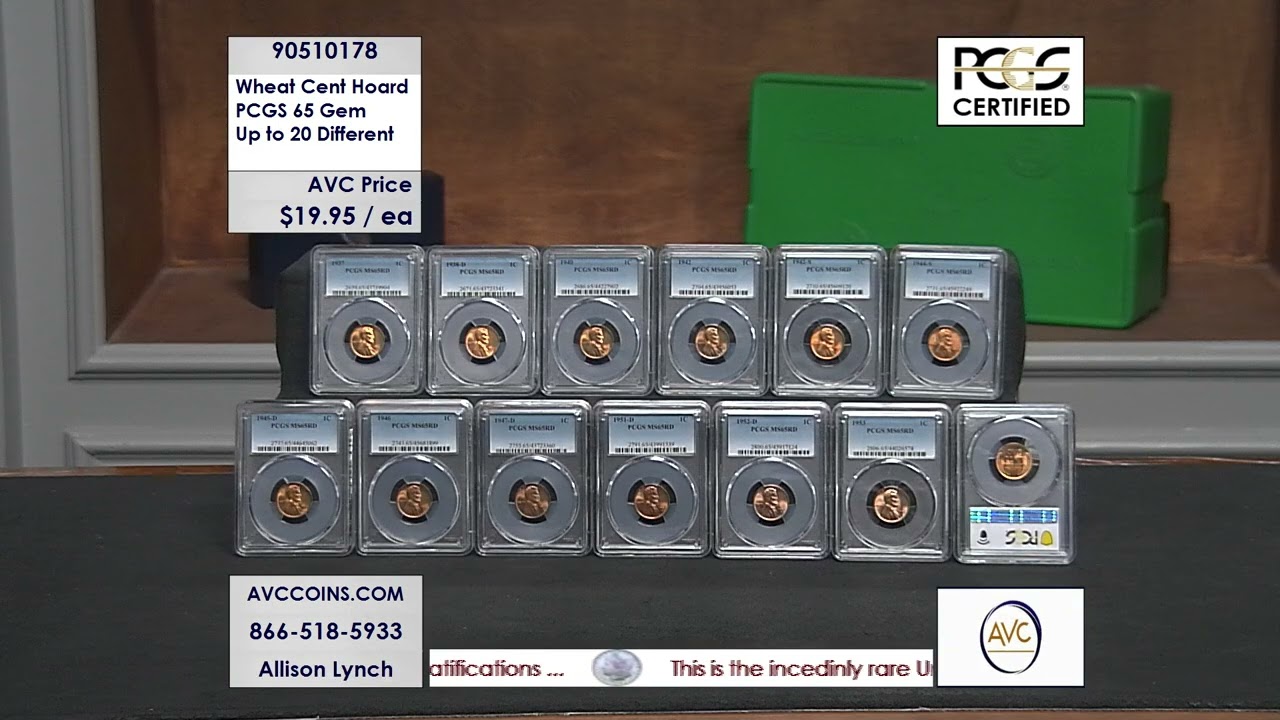 Certified Wheat Cent Hoard - PCGS 65 Gem - Up to 20 Different
