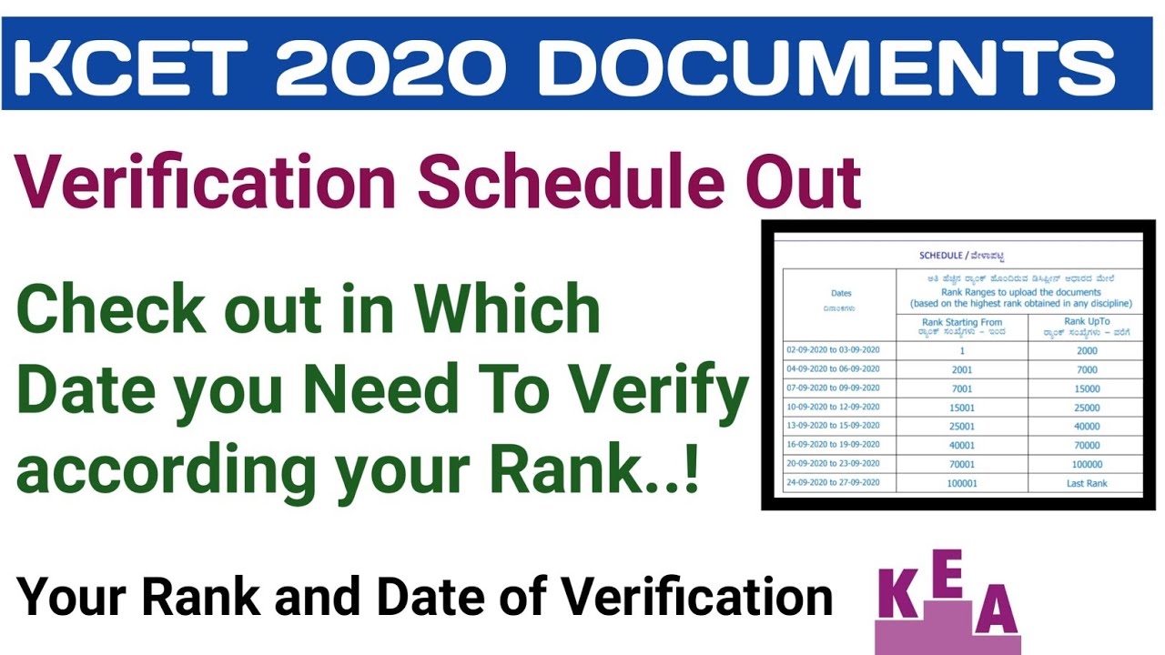 KCET 2020 DOCUMENT VERIFICATION SCHEDULE|YOUR RANK AND DOCUMENTS DATE|KCET 2020 LATEST NEWS|KCET