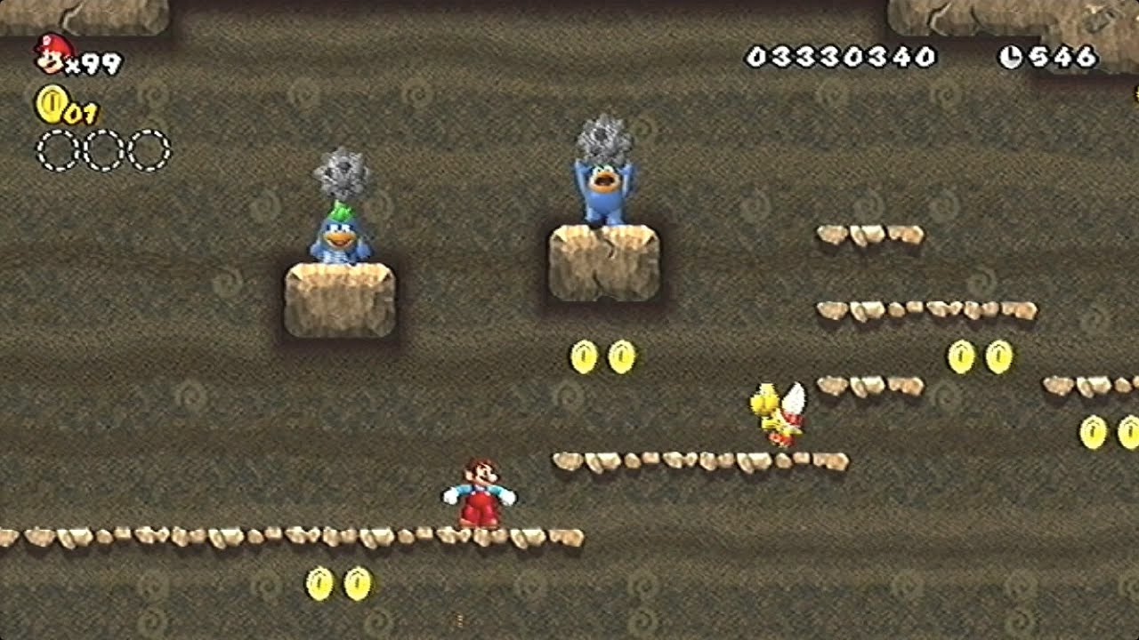 NewスーパーマリオブラザーズWii-44「ワールド6 W6-1 ロックガボンの崖地帯」