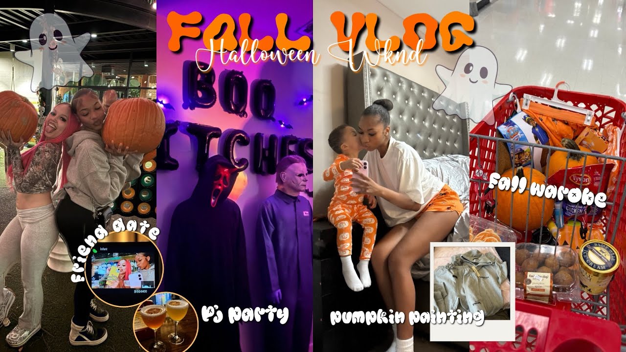 Осенний видеоблог; Выходные на Хэллоуин🎃|Раскрашиваем тыквы, свидания с друзьями, пижамная вечери...