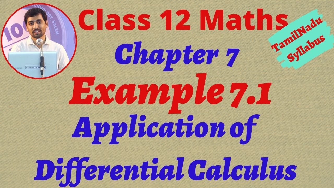 12th Maths Example 7.1  Application of Differential Calculus Chapter 7 Tamilnadu Syllabus Alexmaths