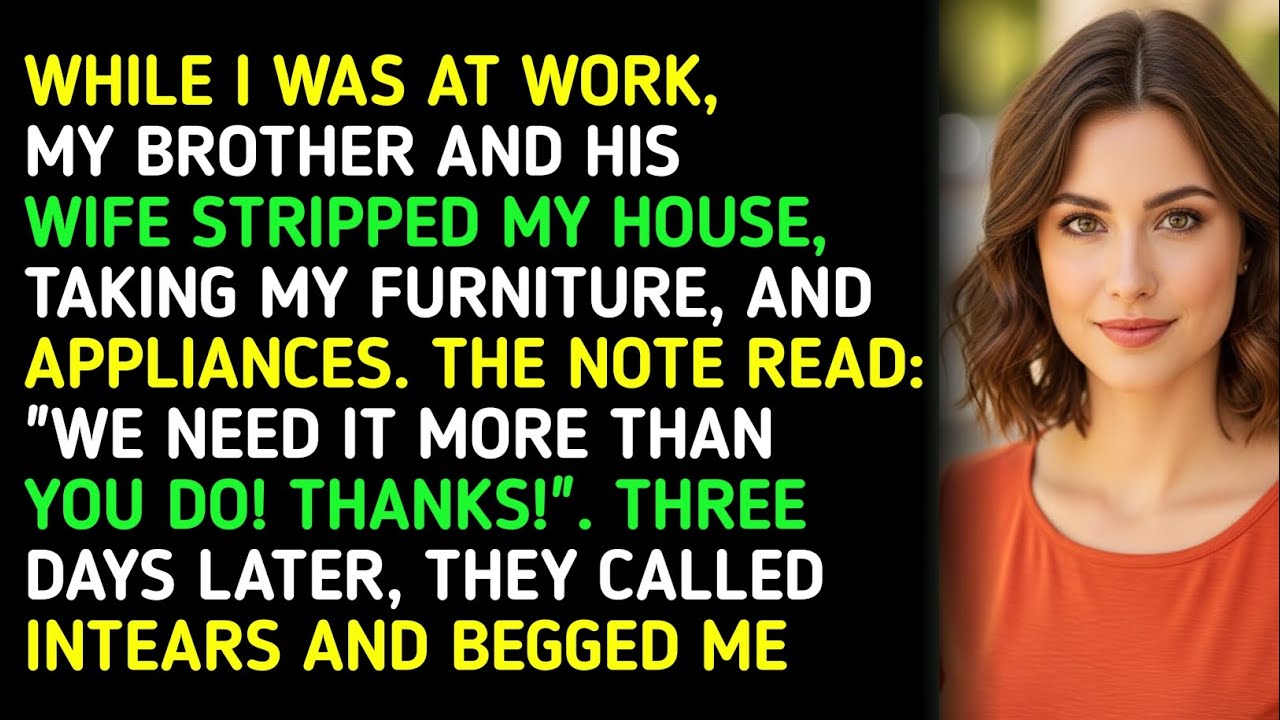 WHILE I WAS AT WORK, MY BROTHER AND HIS WIFE STRIPPED MY HOUSE, TAKING MY FURNITURE, AND APPLIANC...