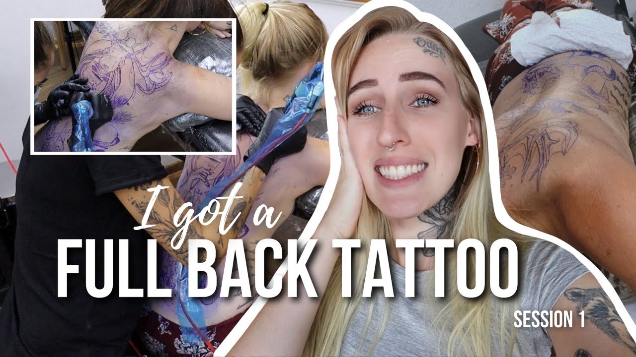 Tattoo artist gets FULL BACK TATTOOED - session 1
