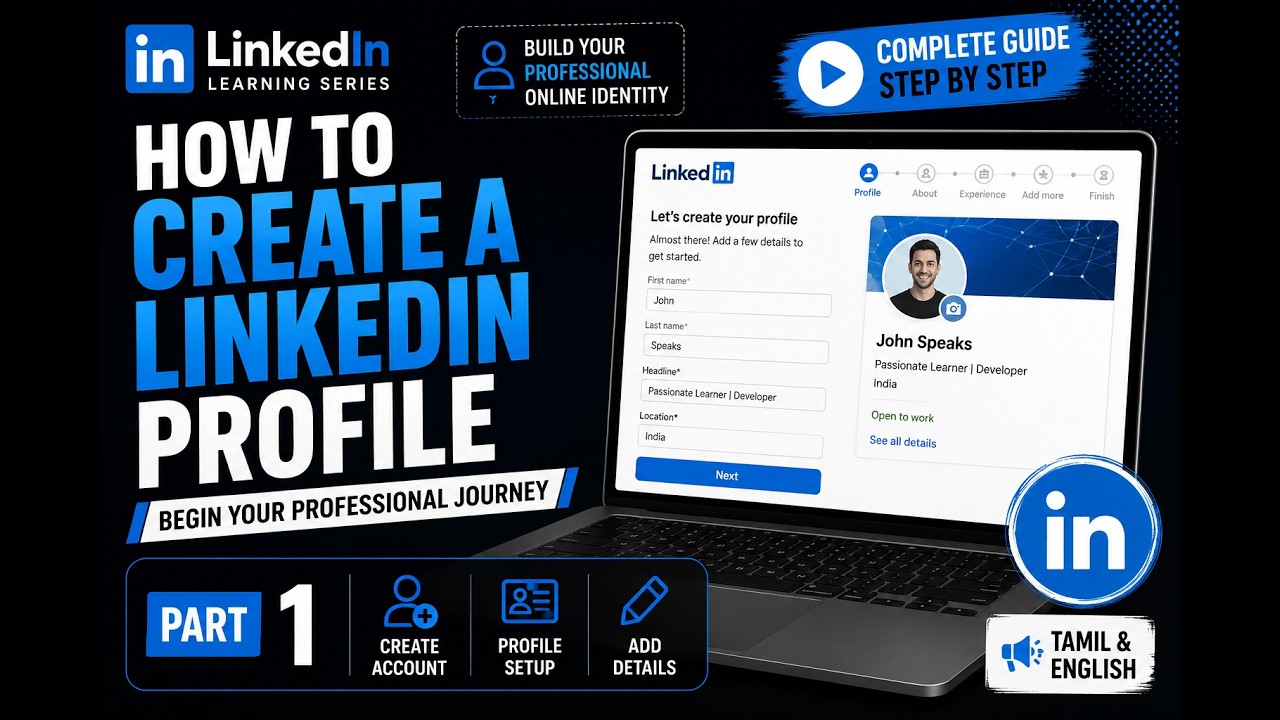PART - 1 | How to Create a LinkedIn Profile | How to Share Profile URL | Tamil & English #linkedin