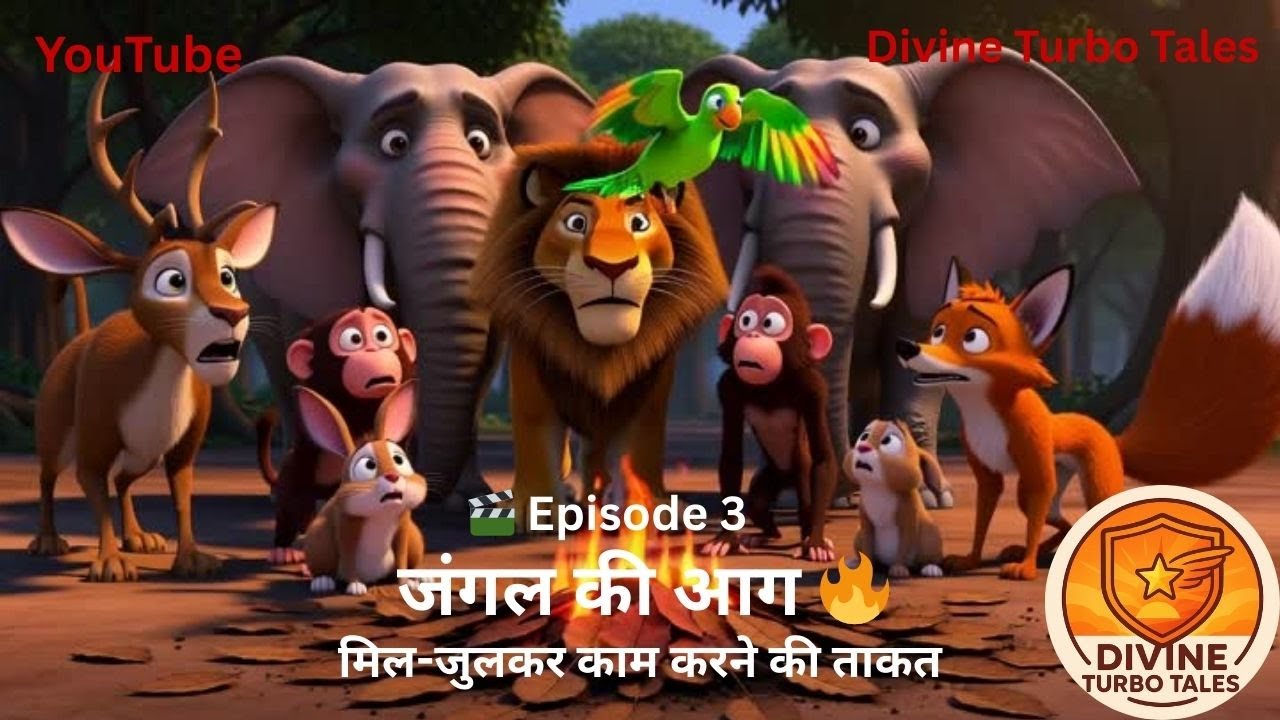 🔥 जंगल की आग | Jungle Fire Story for Kids |  Hindi 3D Moral Story | Divine Turbo Tales