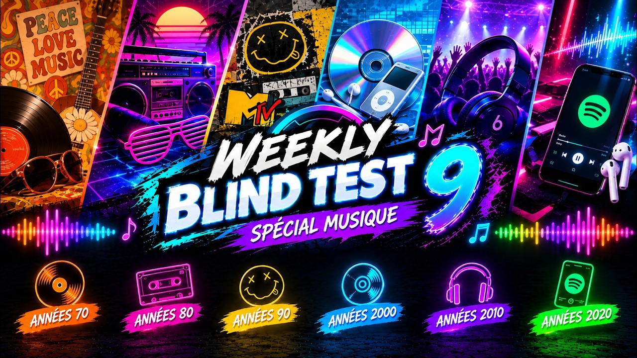 Blind Test Sp&eacute;cial Musique : 70's, 80's, 90's, 2000's, 2010's & 2020's [Weekly BlindTest #9]