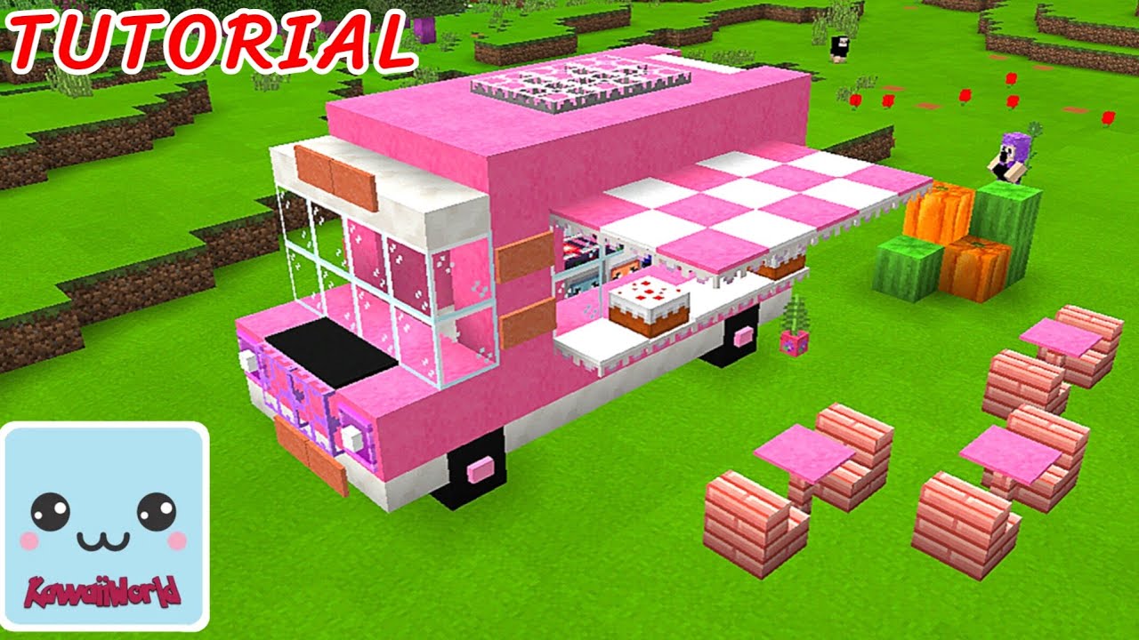 How to build PINK FOOD TRUCK in Kawaii World - TUTORIAL 🚛💟