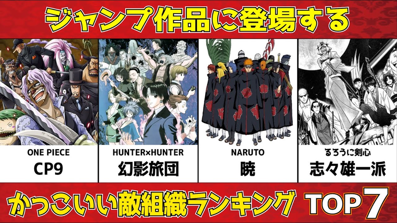 ジャンプ作品に登場するかっこいい敵組織ランキング