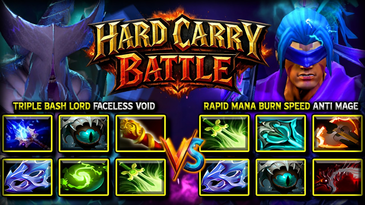 EPIC HARD CARRY BATTLE | Triple Bash Lord Faceless Void Vs. Rapid Mana Burn Speed Anti Mage DotA 2