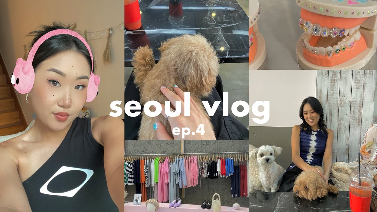 KOREA VLOG | tooth gems & new piercings, gangnam dog cafes, shopping & more food