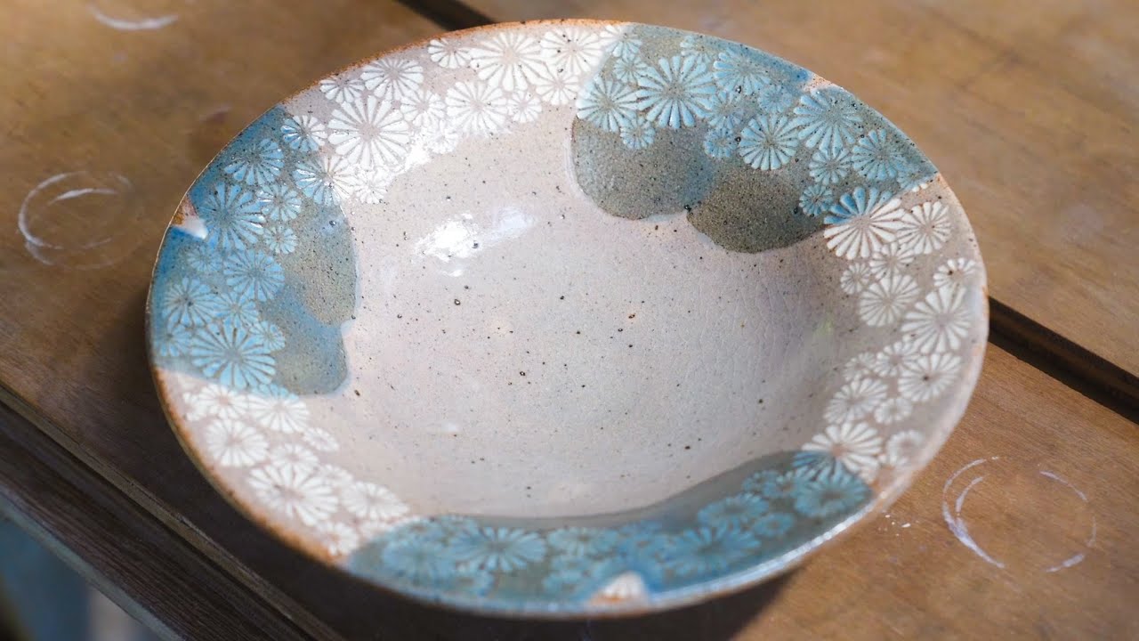 掛分け技法で三島鉢をつくる - 陶芸