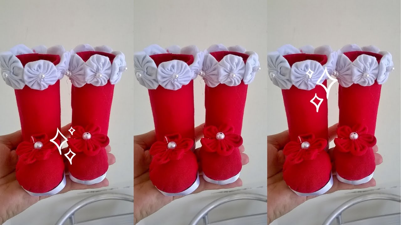 BOTA FEITA COM FUXICO E ROLO DE PAPEL HIGIENICO/NATALINA