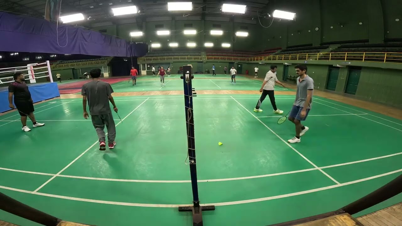 Playing Badminton doubles in Neharu indoor stadium shivamogga : 21/02/26