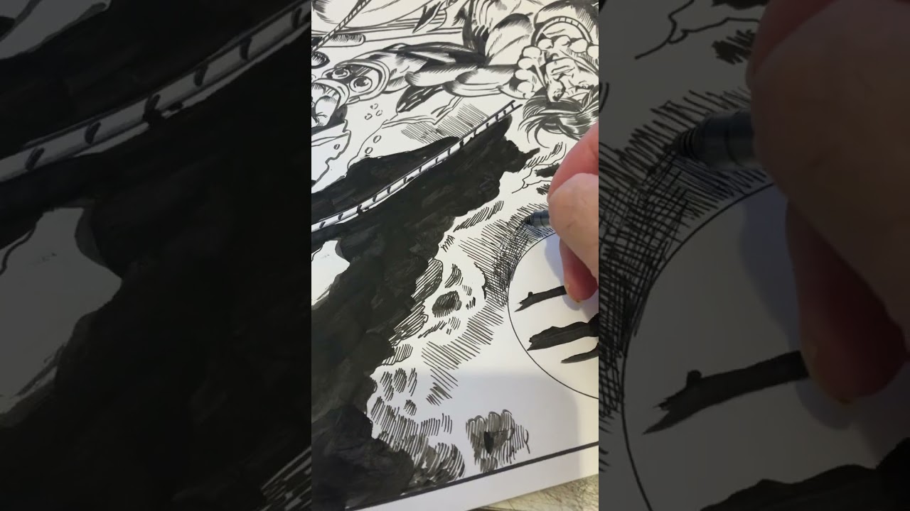 Ken Landgraf inks Gil Kane Conan splash page!