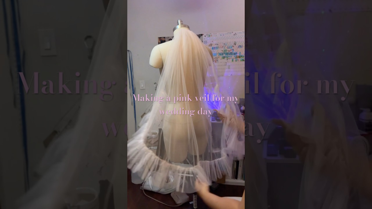 I made myself a light pink wedding veil #weddingveil #veil #elopement #sewing #weddingdress