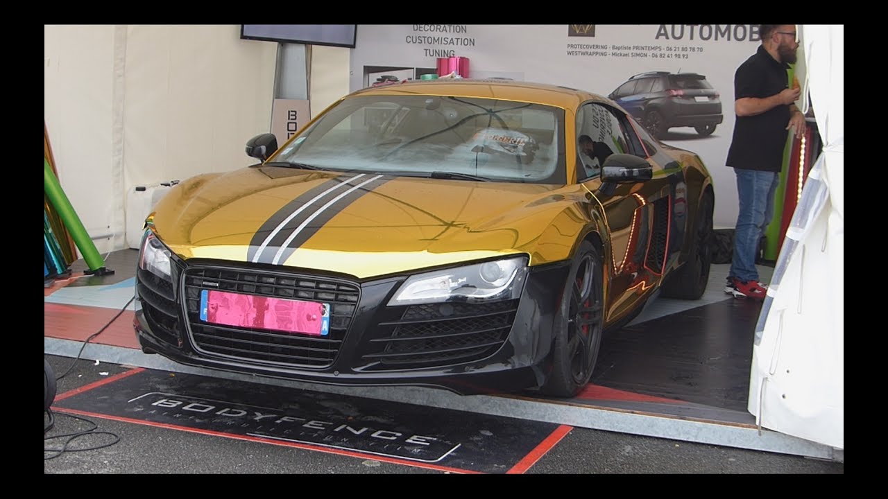 GOLD R8 V8 w/ Straight Pipe Exhaust - Loud Sound