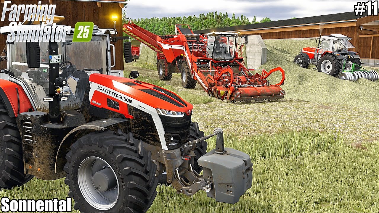 COMPACTING BUNKER SILO AND HARVESTING POTATOES│Sonnental│FS 25│11