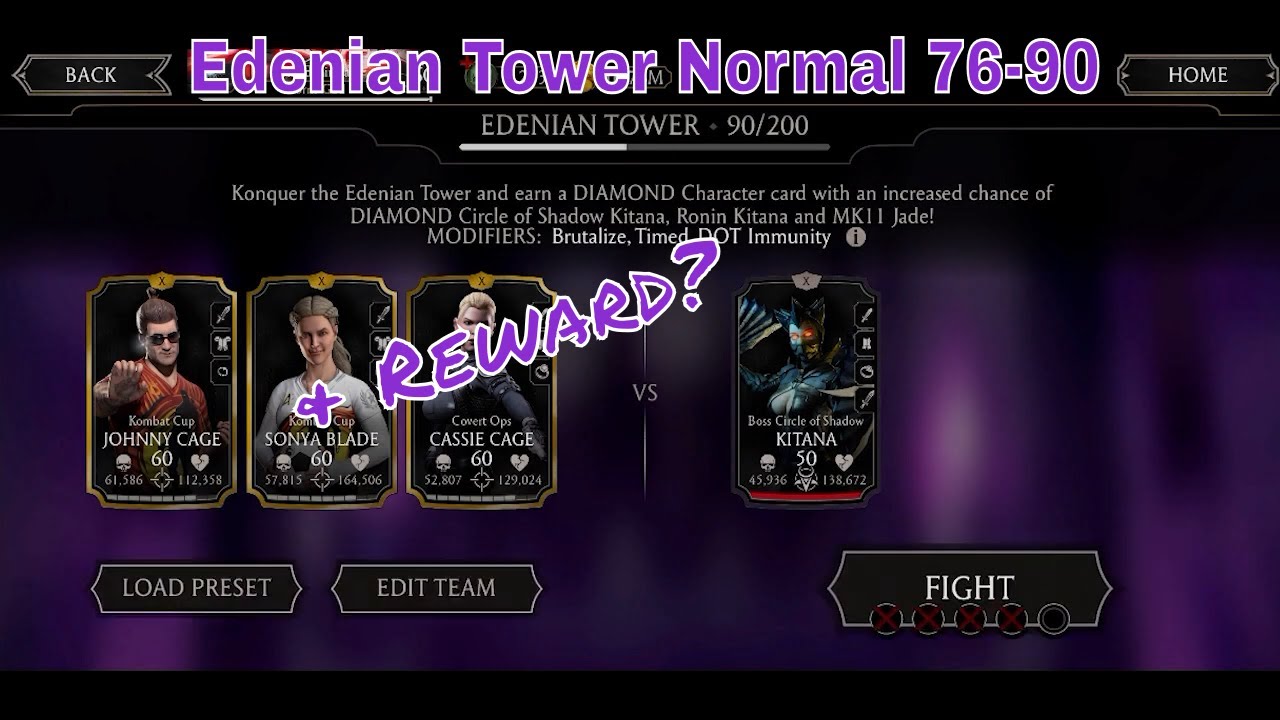 MK11 | Edenian Tower Normal 76-90 (Boss Battle 90)+ Rewards |