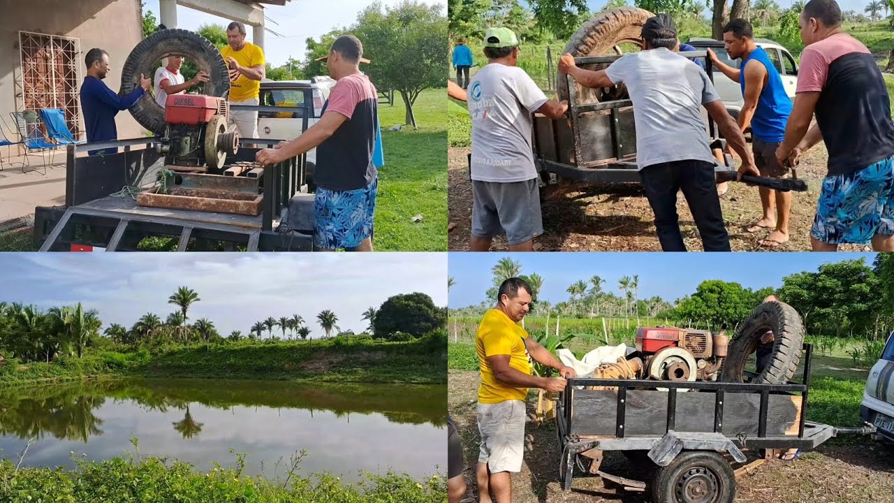 LEVANDO O MOTOR PRA SECAR O AÇUDE FAZENDA MESQUITA 🏡