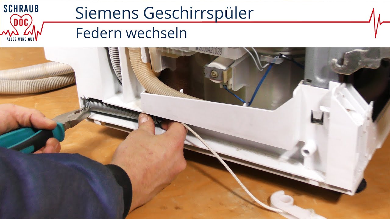 Spülmaschine Tür fällt runter - Federn und Seilzug wechseln (Bosch / Siemens / Neff)