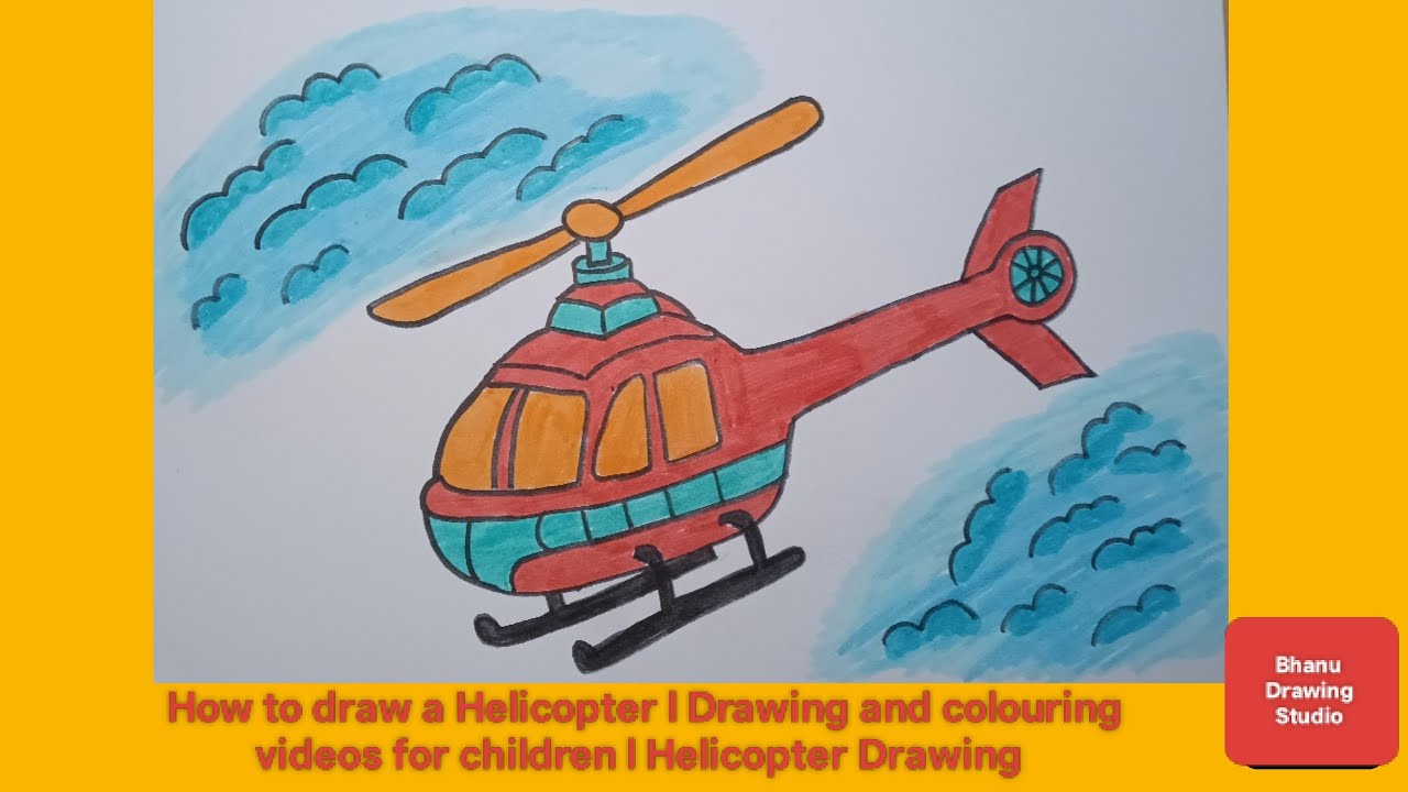 Easy Helicopter Drawing for Kids | Step by Step Helicopter Coloring Art l simple Helicopter Drawing 