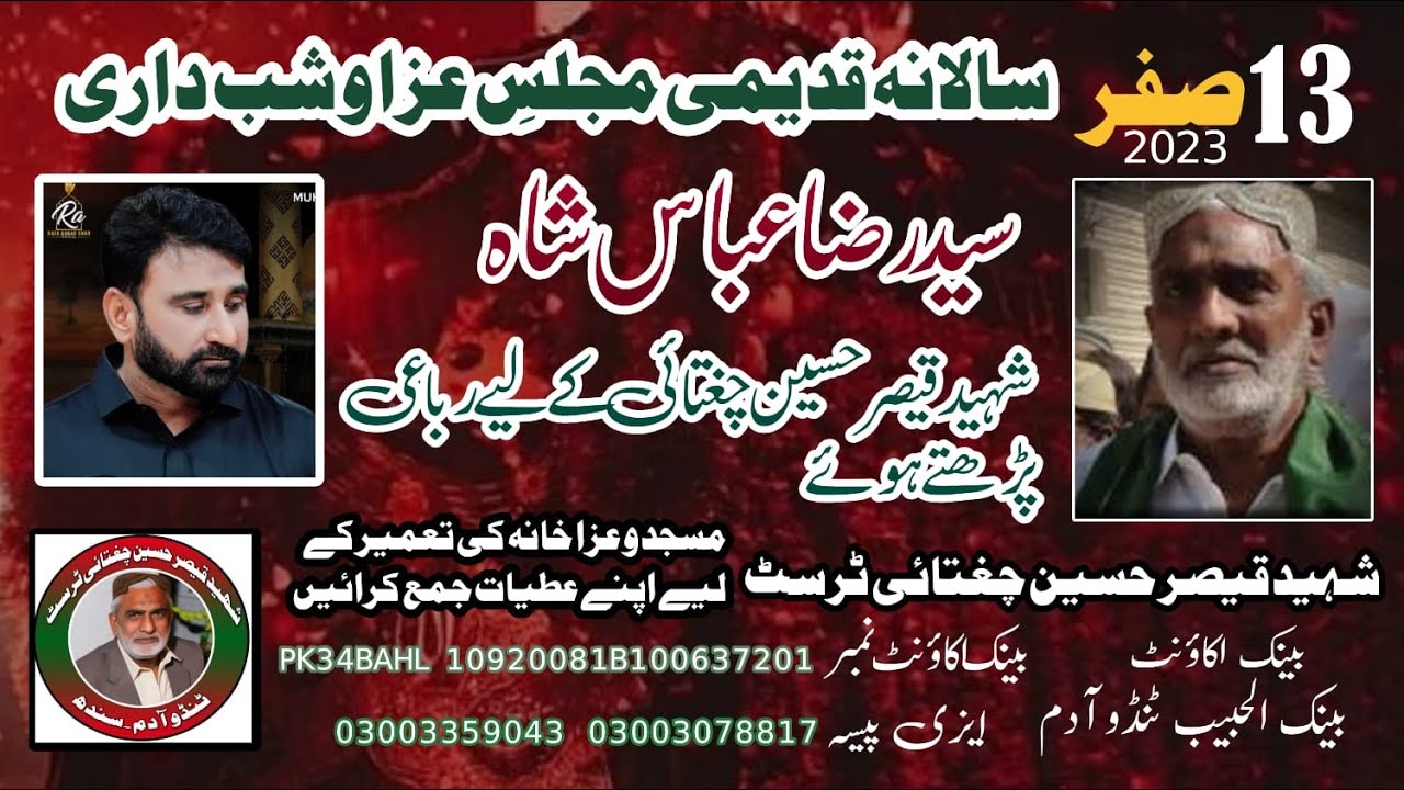 Shaheed | Syed Raza Abbas Shah | 13 Safar 2023 Tando Adam |